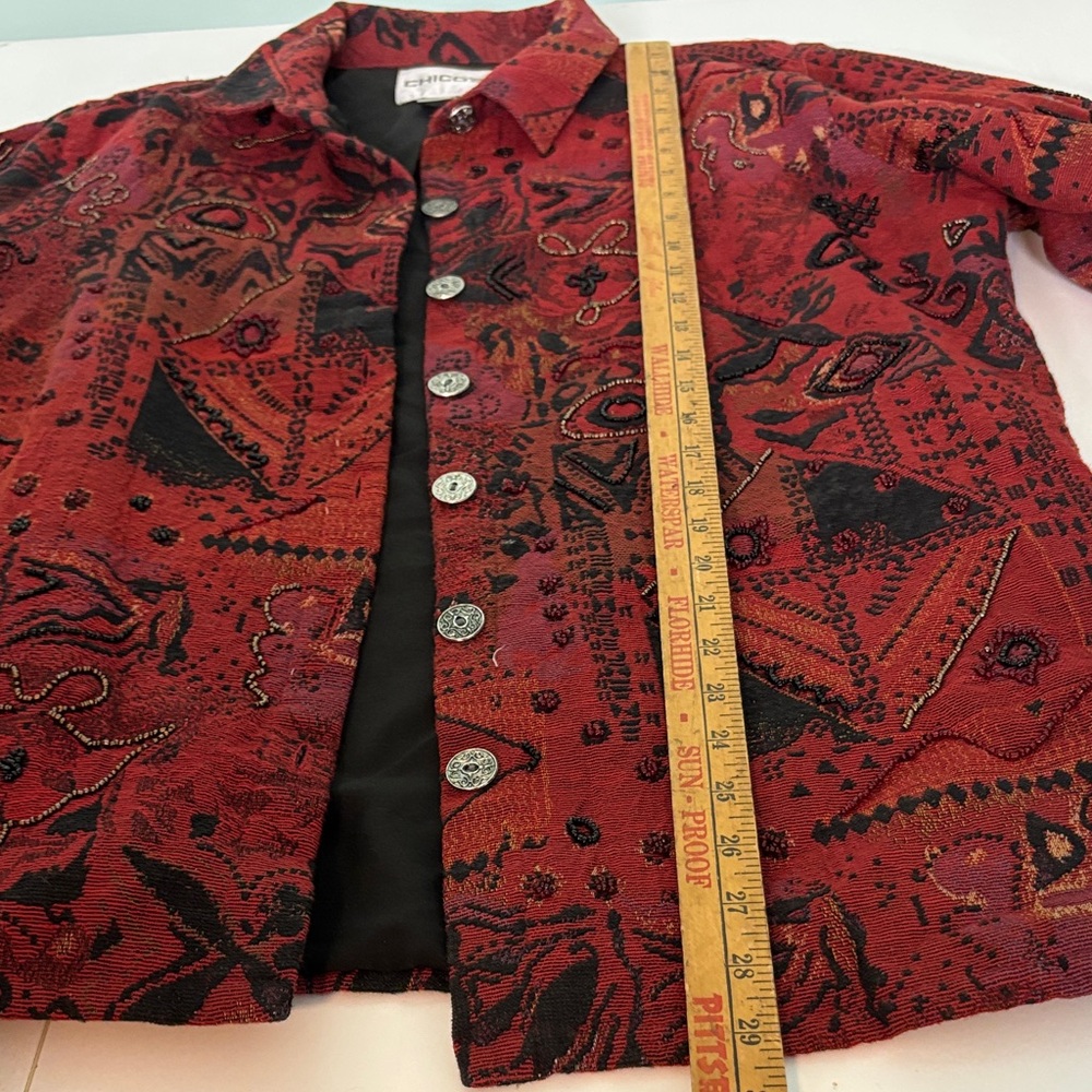 Chico's Vibrant Red and Black Patterned Blazer - Picture 5 of 5